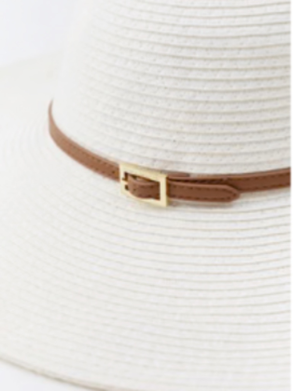 Melissa Odabash Jemima Floppy Wide Brim Hat, White and Tan Leather Trim - Picture 4 of 14